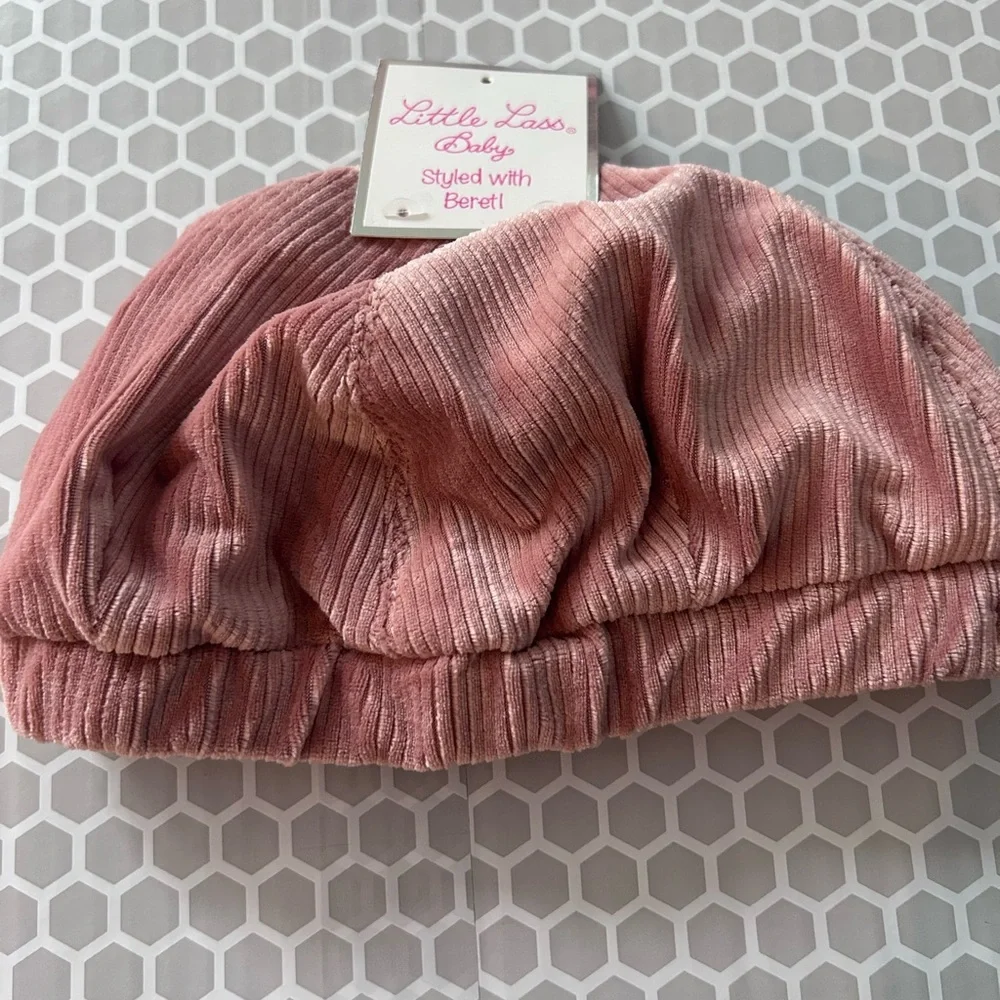 NWT Little Lass Baby Cream and Pink 4 Piece Set with Hat Size 24M - Picture 7 of 16